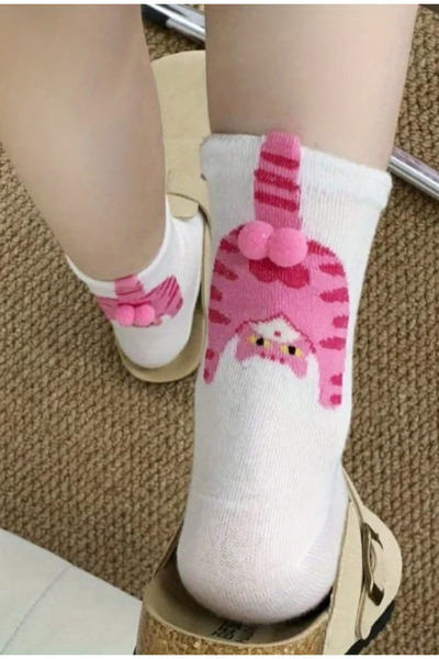 Puzzle Store 1 Piece of Unisex Socks with 3D Cat Pattern, Stretchy College So...