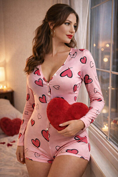 BYEN GİYİM 14 Şubat Konsept Kalpli Pembe Tulum – Romantik Gece ve Özel Anlar ...