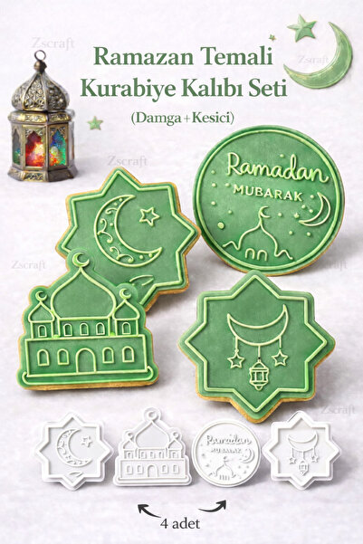zscraft Ramazan Temalı Kurabiye Ve Şeker Hamuru Kalıbı / Kesici / 4 Adet