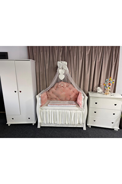 PeppiBambini Personalized 7-piece cot bedding REGAL Velvet Pink -