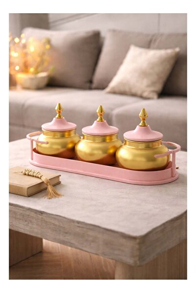 oludeniz طقم تقديم رمضان فاخر – أوعية معدنية أنيقة مع صينية مزخرفة للاستخدام ...