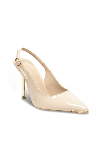 YNS STORE حذاء ريناس زيني ستيليتو 3304 من الجلد اللامع باللون البيج