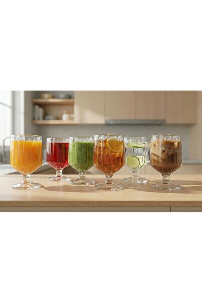 AR HOME 6 Pcs STEMMED Glass Soft Drink Set -250ml