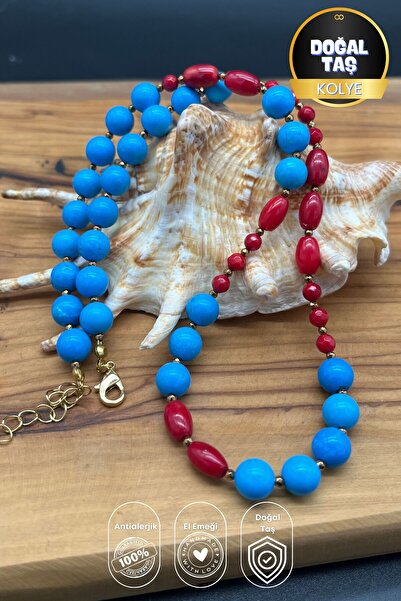 Balzamin Design Coral & Turquoise Stone Design Necklace – Stylish Women's Nec...