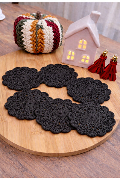AY TASARIM MAKROME Knitted Coaster Cup Mat, 6 Pieces