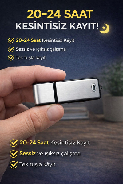 AtaTechs Gri Renk Dünyanın En Küçük Ses Kayıt Cihazı 32 Gb Usb Görünümlü