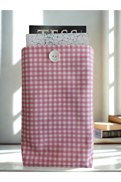 ADUŞKA غلاف كتاب منزلي مبطن مقاوم للماء (بنمط مربعات وردية)