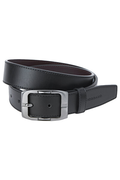 Giordano Men’s Reversible Leather Belt with Classic Metal Buckle