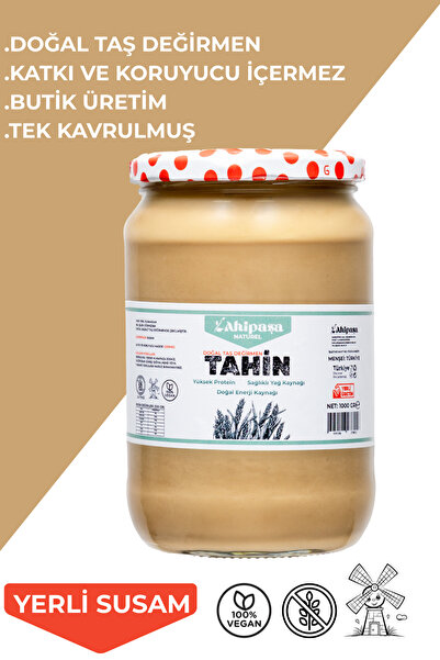 AHİPAŞA ORGANİK TAHİN DOĞAL TAŞ DEĞİRMEN TEK KAVRULMUŞ (1000 GR)