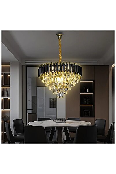 Hummer ثريا كريستال لون ذهبي مع اسود مقاس 60 مقاس قاعده الاناره E14