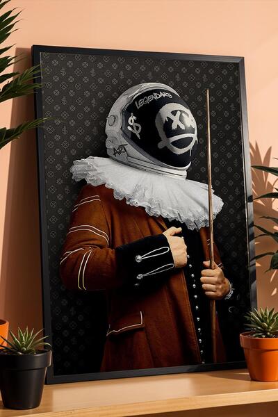 Saturn Portret modern de astronaut, tablou înrămat, decor de perete pentru sa...