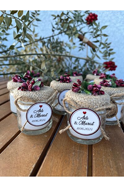 TATLI TELAŞLAR 22 Cam Kavanoz Mumluk-Nikah,Nişan,Söz Hediyelik Mum- 50 Adet