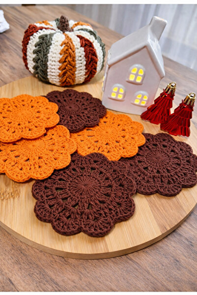 AY TASARIM MAKROME Knitted Coaster Cup Mat, 6 Pieces