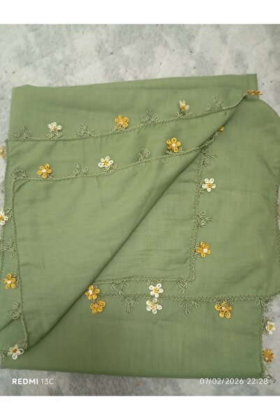 Cenk İğne oyalı çağala yeşili yazma