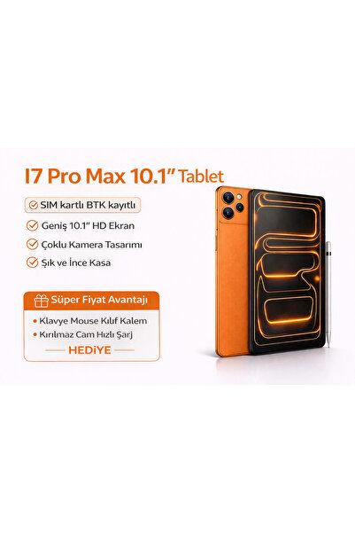 asfteknoloji I7 Pro Max 10.1” Tablet SIM Kartlı BTK Kayıtlı – Klavye Mouse Kı...