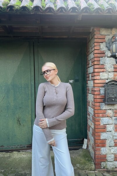 lizge giyim Kontras Yaka Tricot Sweater