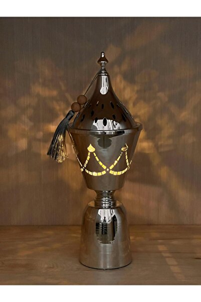 Generic مبخرة فضية معدنية بتصميم فاخر (مزودة بشرابة زينة)