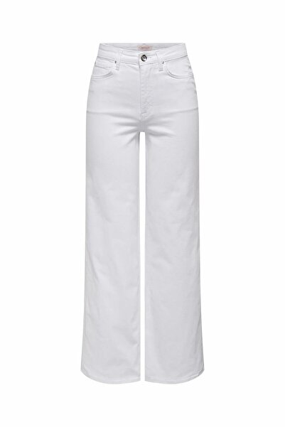 ONLY Women's White Onlmadison Blush Hw Wide Dnm Cro Noos Jean 15310632-White
