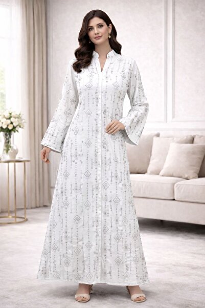 ELLA A Gulf-style jalabiya with a feminine design and luxurious embroidery th...