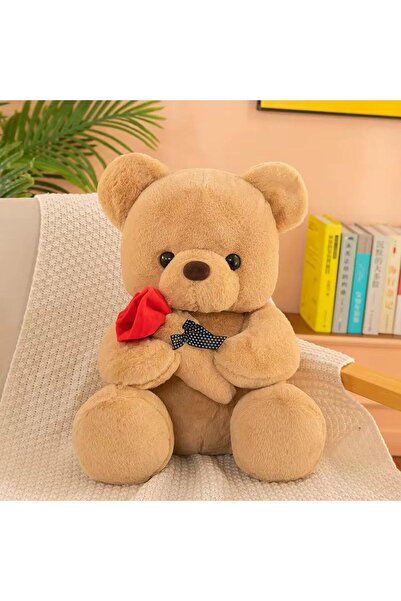 onestophube Sevimli Yumuşacık Gül-Çiçek Tutan Ayıcık 30 Cm Sevgiliye Özel Hediye