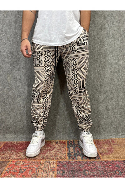 FıttingRoom Patterned Bohemian Jogger with Elastic Waistband