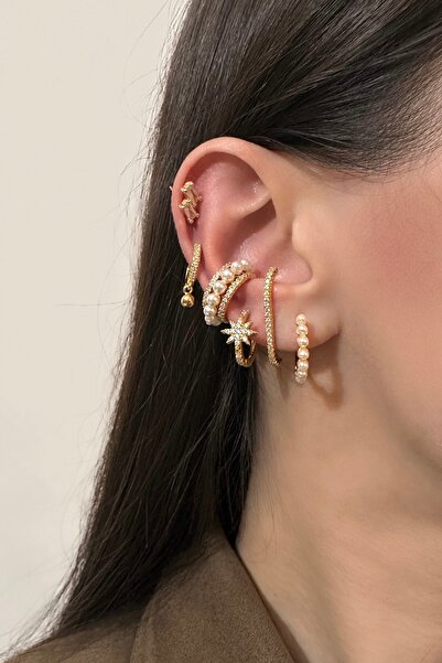 Okko Store Pearl Detailed 6-Piece Earrings