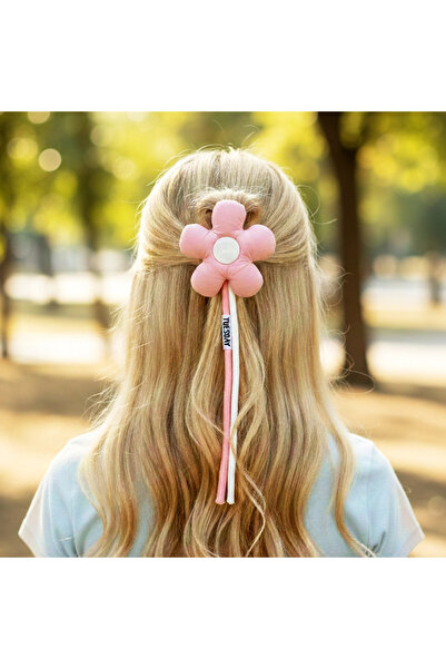 woodycord Handmade Fluffy Pink Flower Figured Automatic Buckle
