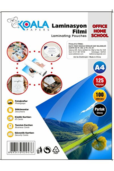 Koala LAMİNASYON FİLMİ PARLAK A4 125MIC 100LÜ (A4)