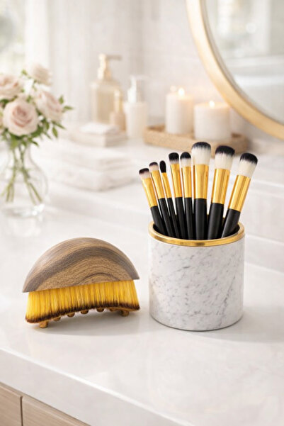 Busstier 10 Parça Makyaj Fırça Seti 5 Göz 5 Yüz, Lenfatik Drenaj Kuru Fırça M...