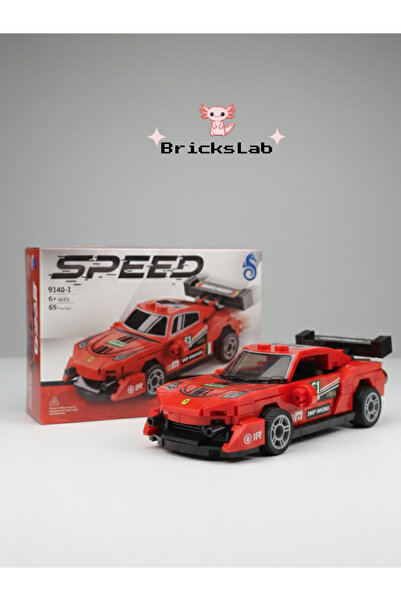 Bricks Mini Lego Çek-Bırak Yarış Arabası Yapım Seti – Speed 9140-1 Kırmızı (7...