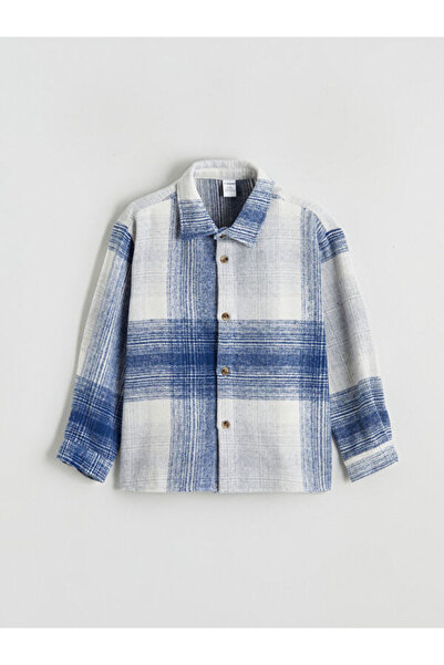 LC Waikiki Rmz Gi̇yi̇m Farki̇yla Checkered Embroidered Boys' Lumberjack Shirt