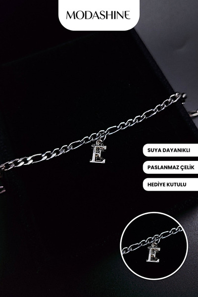 ModaShineShop E Harfli Çelik Kararmaz Paslanmaz Bileklik