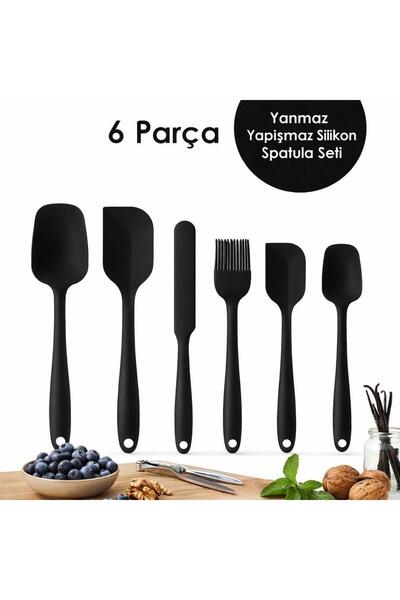 KTR TECH 6lı Takım Yanmaz Yapışmaz Mutfak Pasta Slikon Yumurta Fırçası Kaşık ...