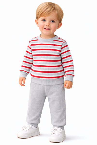 MORE KIDS طقم ملابس للأطفال الأولاد، طقم علوي وسفلي، طقم مخطط، طقم أطفال من 6...