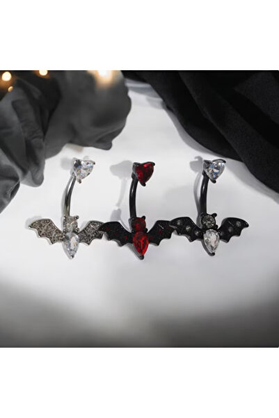 TakıLabirenti Gotik Yarasa Göbek Piercingi , sallantılı göbek Ercingi , Kız S...