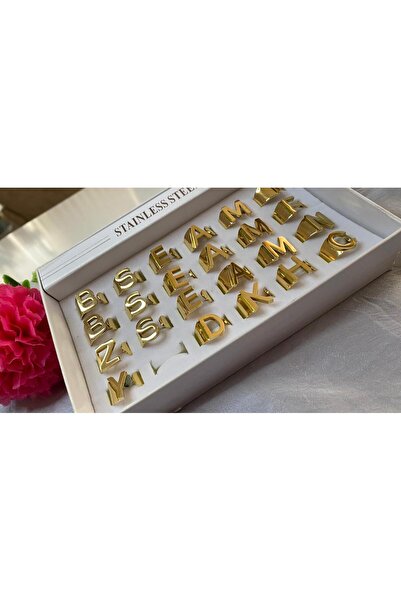 GÜLNAR BİJUTERİ Adjustable Gold Color Steel Ring with Letter Z