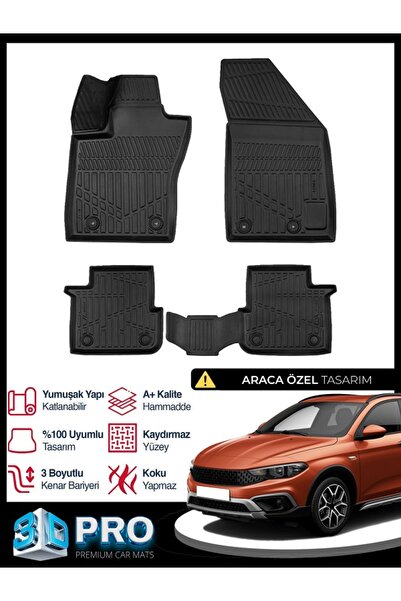 RICH OTO PASPAS Fiat Egea Cross 3D Havuzlu Paspas 2020 2021 2022 2023 2024 20...