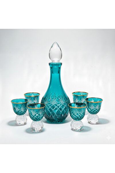 Kristal Market Zemzem Mıra Set with Crystal Stone Tassel Pattern, 6 Pieces