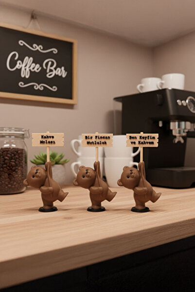 Croitacraft Kahve Temalı Ayıcık Biblo – Tabelalı Ayıcık Dekoratif Kahve Köşes...