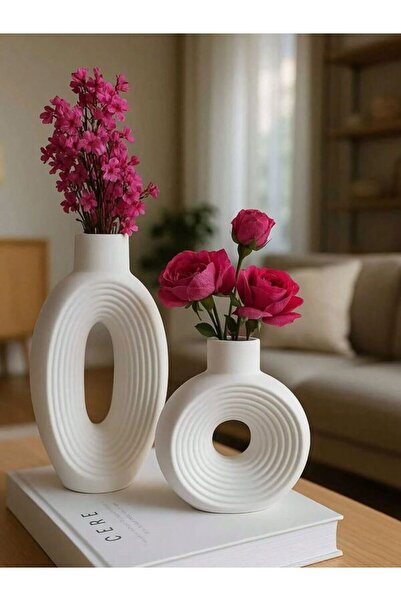 Maryam Decore - مزهرية بوهيمية (مجموعة من قطعتين) - (كبيرة 29 × 15 سم / صغيرة...