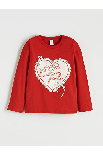 LC Waikiki Crveno srce Štampano devojčina majica