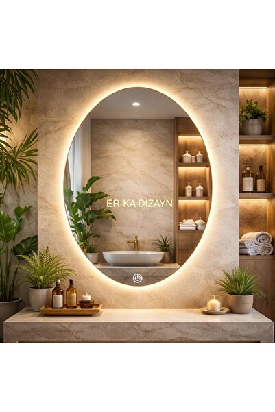 ER-KA DİZAYN ELİPS DOKUNMATİK AYNA Led'li Lavabo & Banyo Aynası *Dokunmatik D...