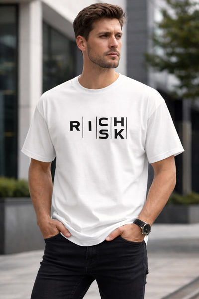 ArtYus Rich |   Risk Printed Cotton Relaxed Fit Round Neck Unisex T-Shirt