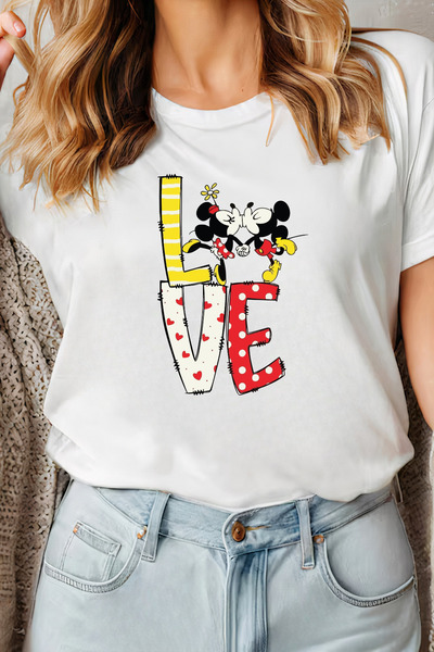 Sarah's Boutique Women's T-shirt – 100% cotton – Valentine's Day "Mickey&Minn...