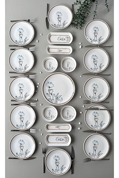 QUEEN Segah Model Rölyefli 12 Kişilik 21 Parça Modern Kahvaltı-Brunch Takımı