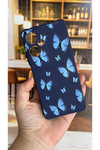 Vip Case Poco F5 Compatible Blue Butterfly Patterned Silicone Shock Absorbing...