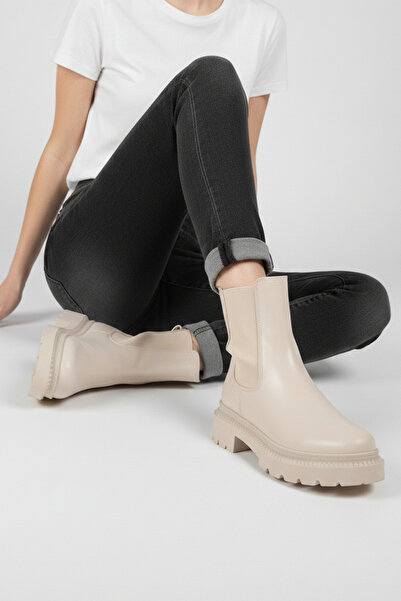 markasende Cream Thermo Sole Chelsea Boots with Elastic Sides