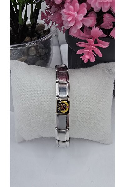 ahsenaksesuar2025 Unisex İtalyan Çelik Bileklik Taraftar Charm Hediyeli -Kara...