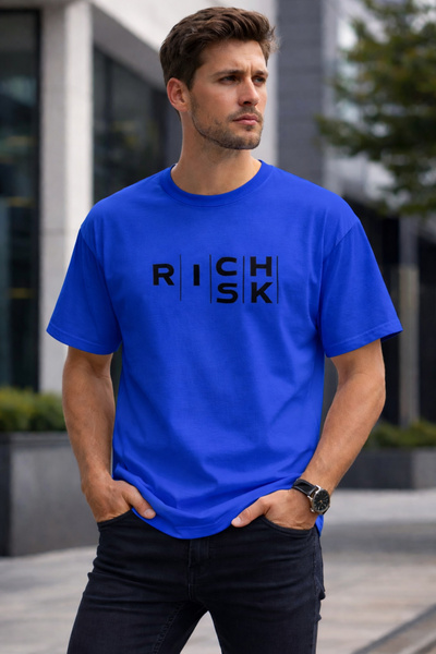 ArtYus Rich |   Risk Printed Cotton Relaxed Fit Round Neck Unisex T-Shirt