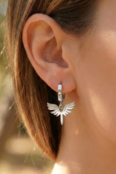 Nicheloop Sevgiliye Özel Hediye 925 Ayar Gümüş Melek Kanadı Küpe